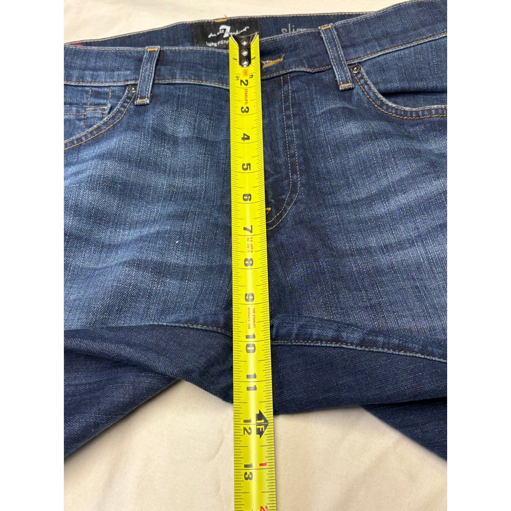 7 For All Mankind Slimmy Luxe Performance Mens Dark Wash Slim Fit Jeans  30X34 - Picture 11 of 14
